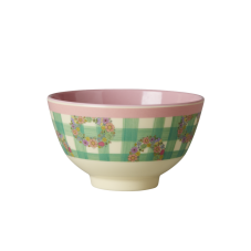 Small Green Check Vichy Print Melamine Bowl Rice DK